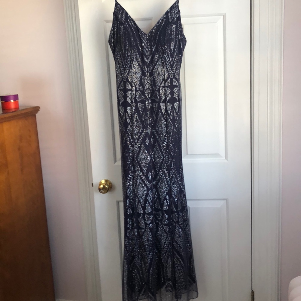 Silver and Navy Blue Dress
